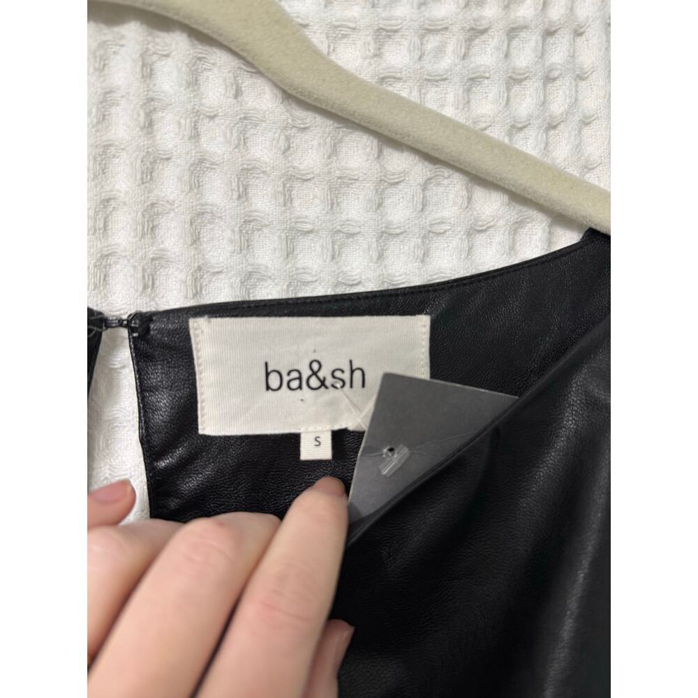 ba&sh Black Robe Sae Faux Leather Balloon Sleeve Mini Dress Sz S - Picture 5 of 8